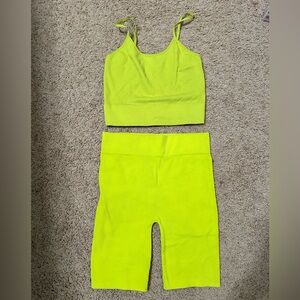 Bozzolo Neon Green Crop Top with Matching Shorts Bundle | Size M/L